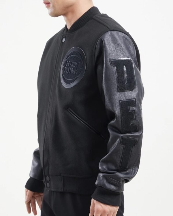 Detroit Pistons Triple Black Wool Varsity Jacket