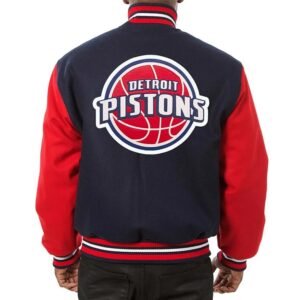 Detroit Pistons Two-Tone Navy/Red Varsity Wool Jacket
