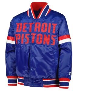 Detroit Pistons Youth Home Game Blue Satin Jacket