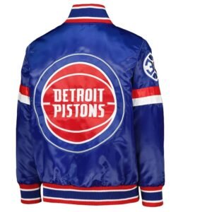 Detroit Pistons Youth Home Game Blue Satin Jacket