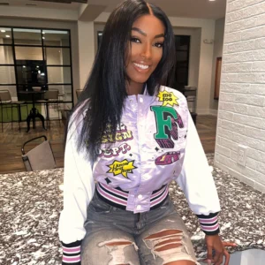 Lavender Cropped Varsity Jacket