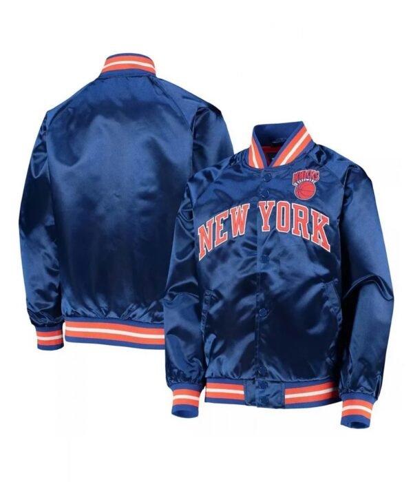 Hardwood Classics NY Knicks Blue Satin Jacket