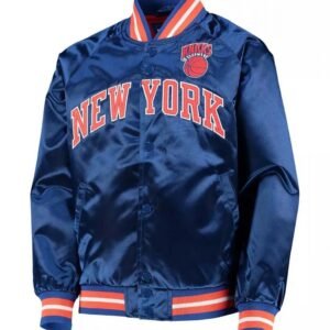 Hardwood Classics NY Knicks Blue Satin Jacket
