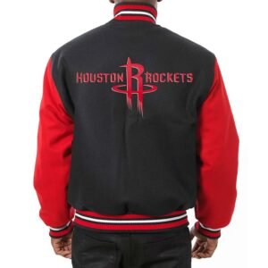 Houston Rockets Black and Red Varsity Wool Jacket