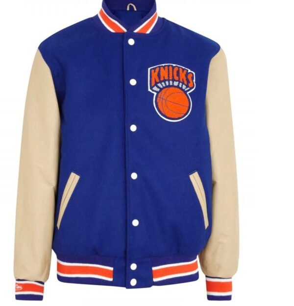Mens New York Knicks Blue Letterman Jacket