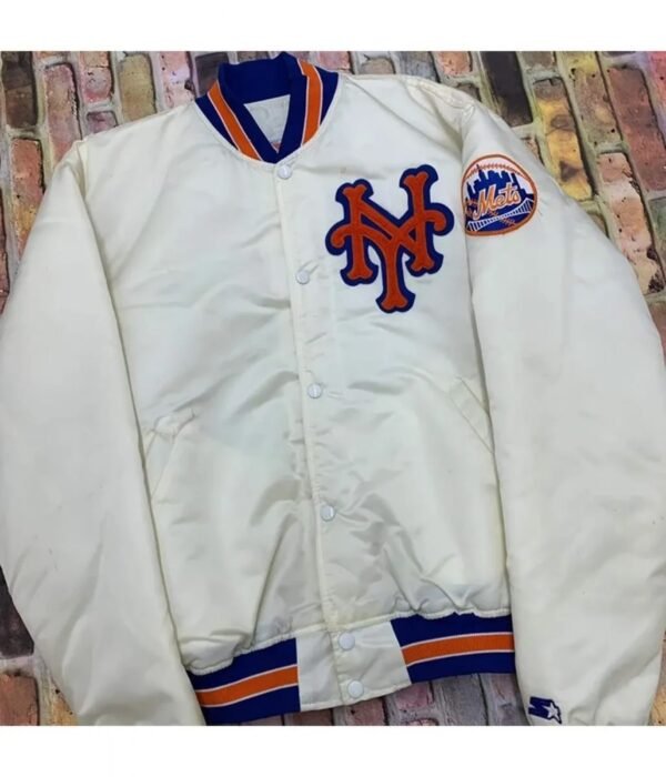 Mets New York Blue and White Satin Jacket