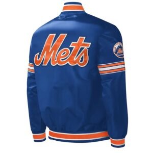 NY Mets Midfield Royal and Orange Satin Jacket