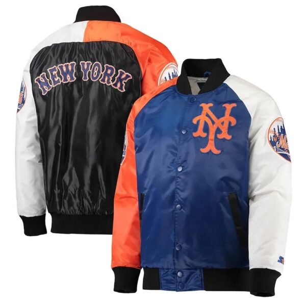 NY Mets Raglan Full-Snap Satin Jacket