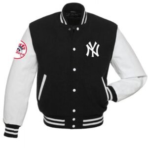 NY Yankees Black and White Varsity Jacket