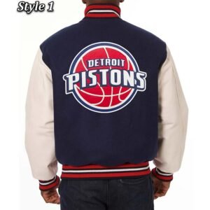 Navy White Detroit Pistons Varsity Jacket