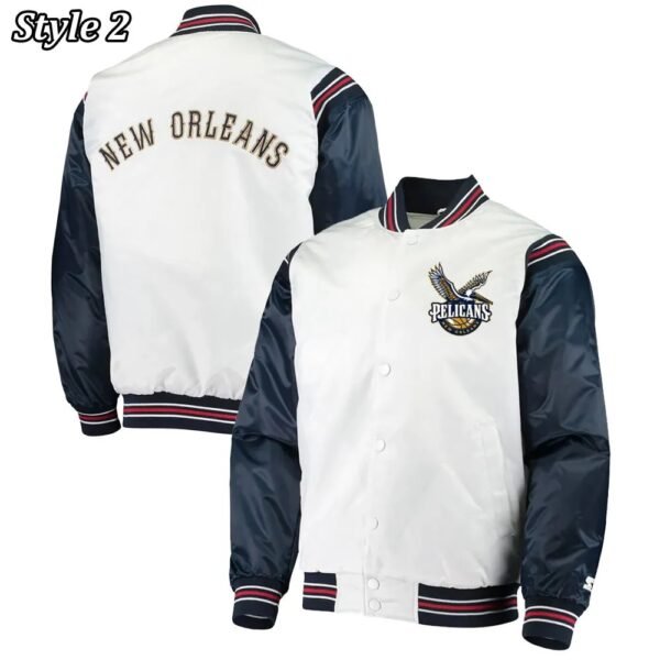 New Orleans Pelicans Renegade Varsity White Navy Jacket
