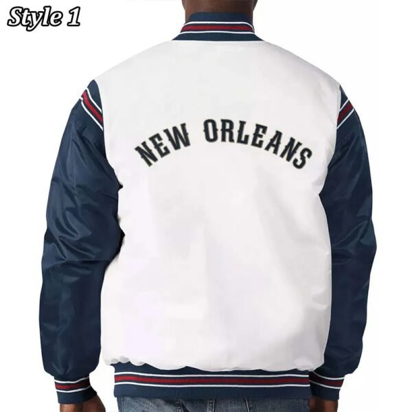 New Orleans Pelicans Renegade Varsity White Navy Jacket