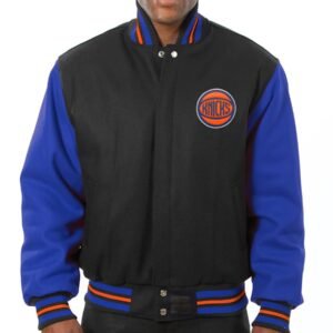 New York Knicks Black & Blue Wool Varsity Jacket