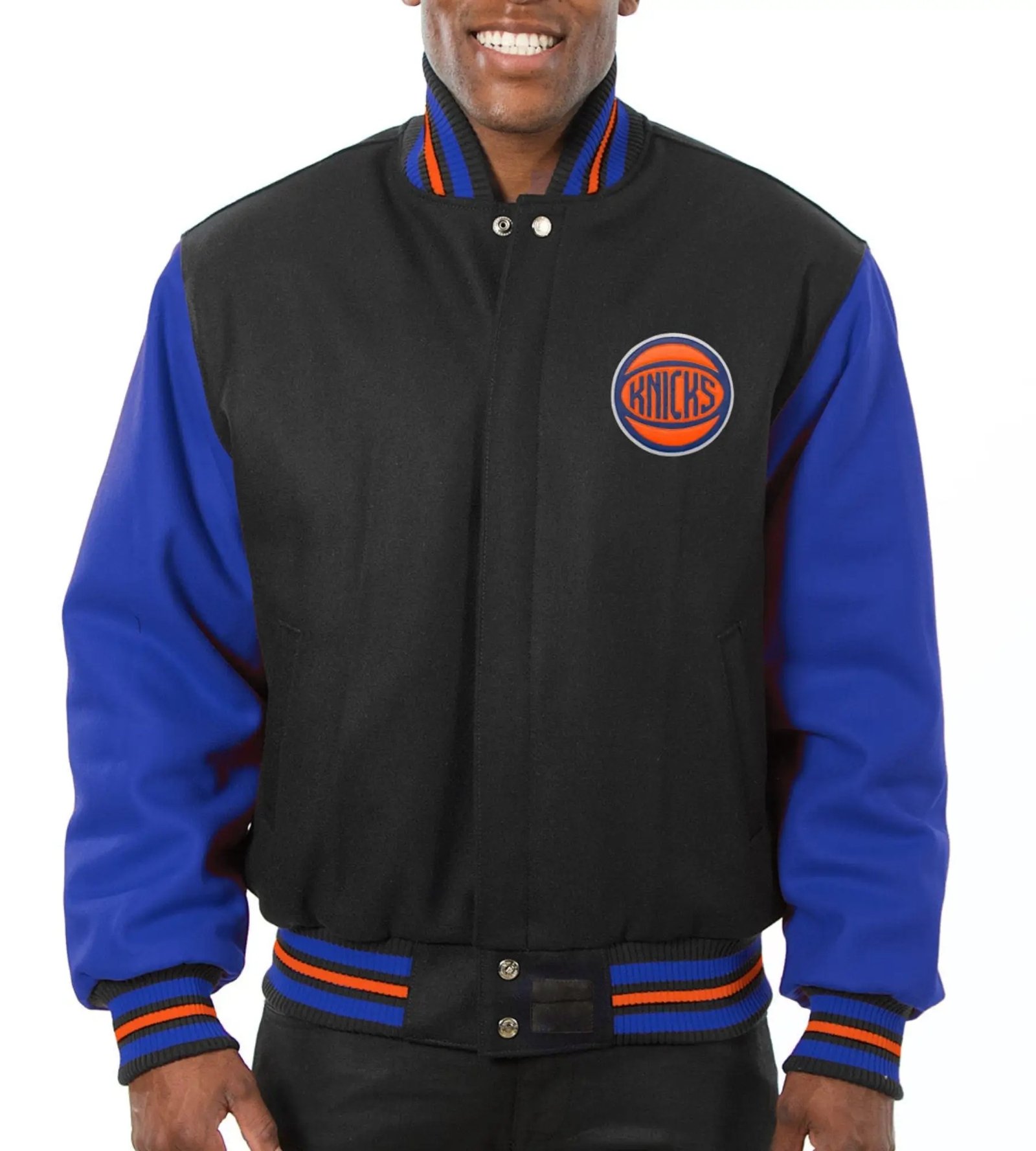 New York Knicks Black & Blue Wool Varsity Jacket