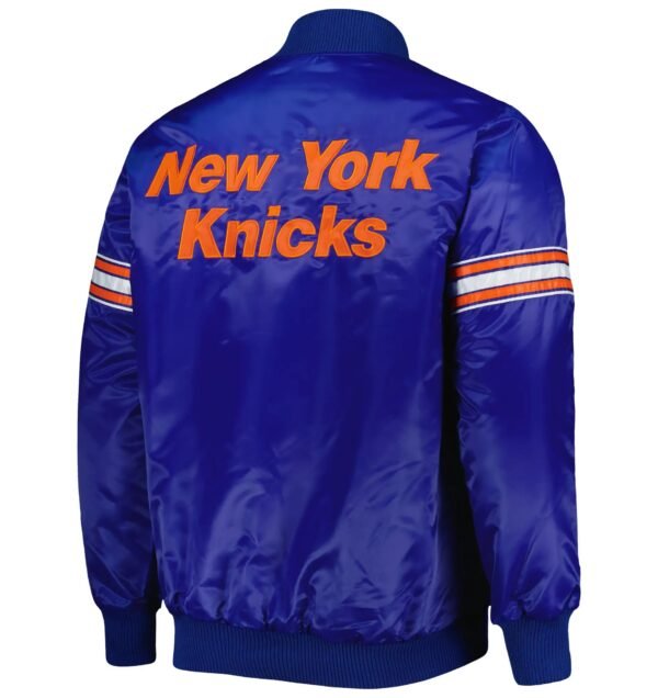 New York Knicks Pick & Roll Blue Satin Varsity Jacket