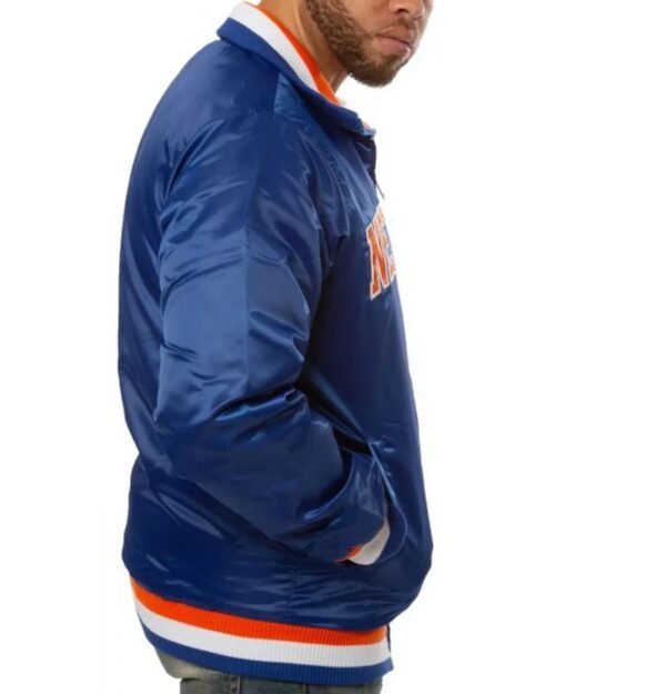 New York Knicks Starter Bomber Blue Satin Jacket