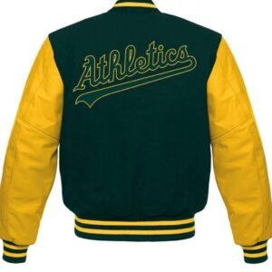 Oakland Athletics MLB Yellow and Green Letterman Jacket