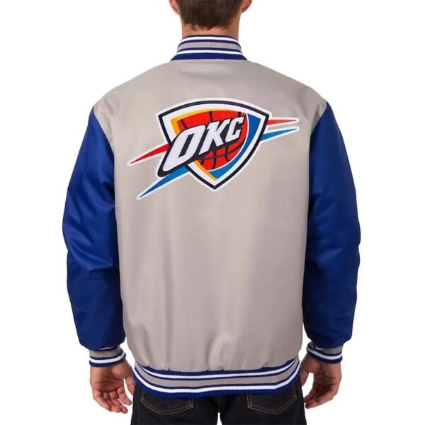 Oklahoma City Thunder Gray Royal Varsity Poly Twill Jacket