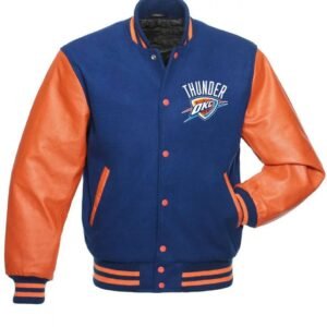 Oklahoma City Thunder Letterman Orange and Blue Jacket