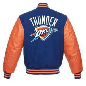Oklahoma City Thunder Letterman Orange and Blue Jacket