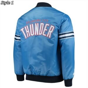 Oklahoma City Thunder Pick Varsity Satin Blue Jacket