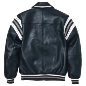 Shop the Pelle Pelle Blue Plush Varsity Jacket for a stylish and cozy addition to your collection. Make a statement with this timeless fashion staple!