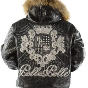 Pelle Pelle Black PP Crest Fur Hood Leather Jacket