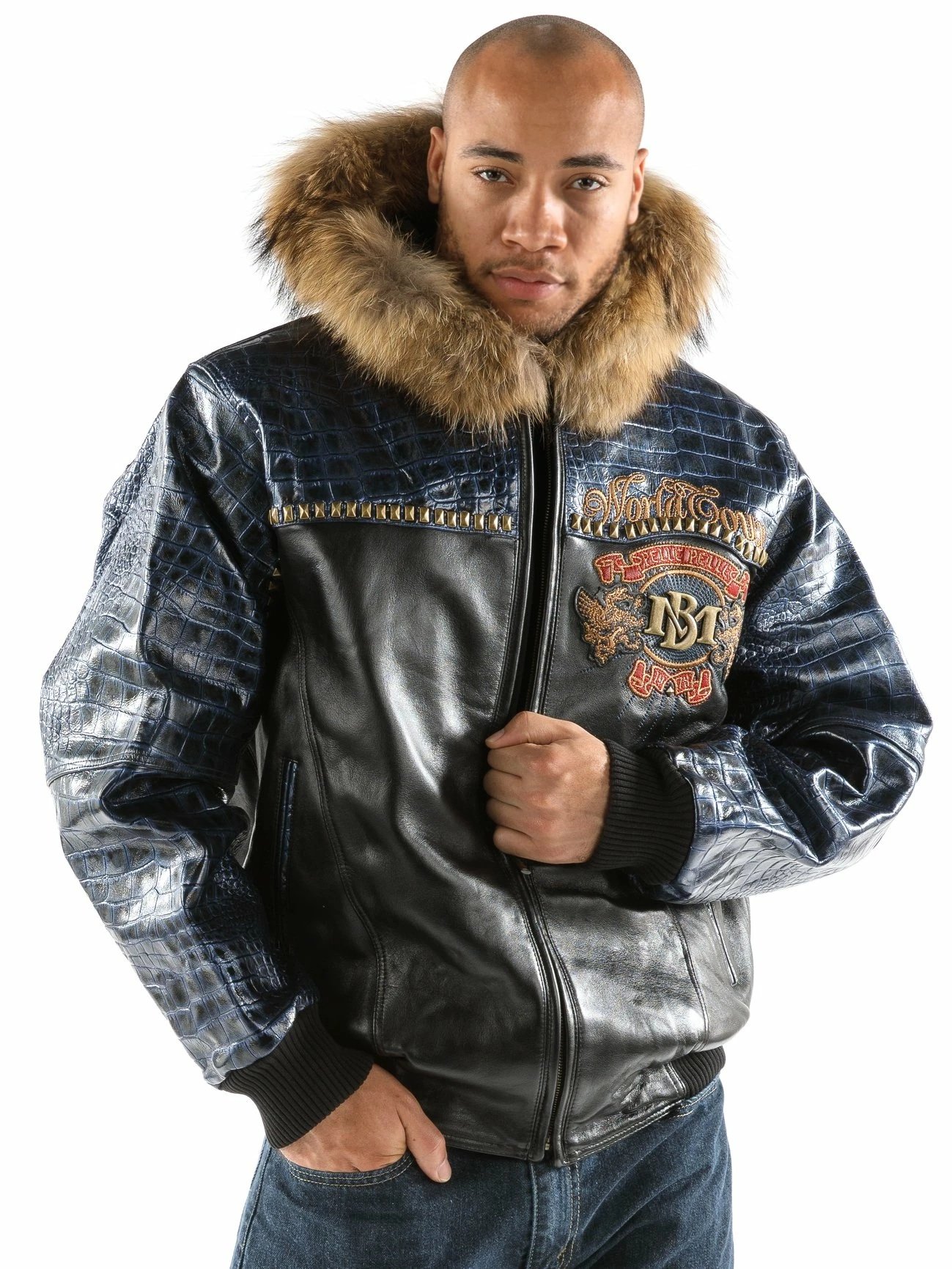 Pelle Pelle Forty Years Black And Blue MB Leather Jacket