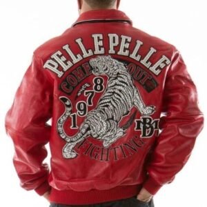 Pelle Pelle Red Fighting Tiger Leather Jacket