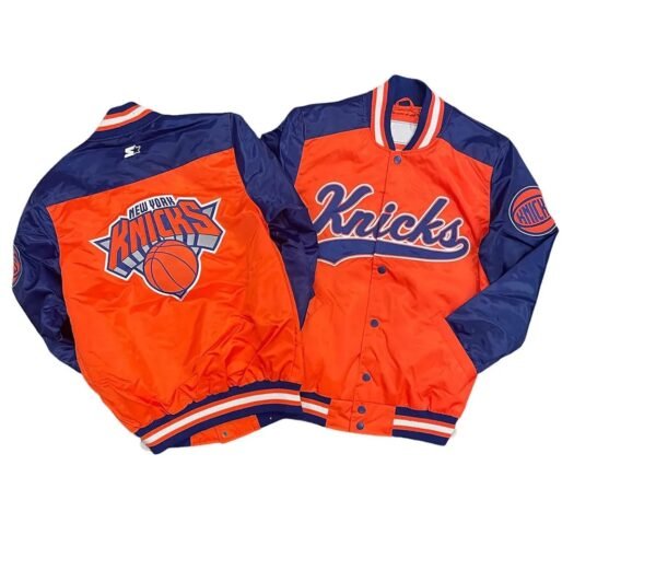The Tradition II Team NY Knicks Orange & Blue Satin Jacket