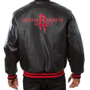 Varsity Houston Rockets Black Leather Jacket