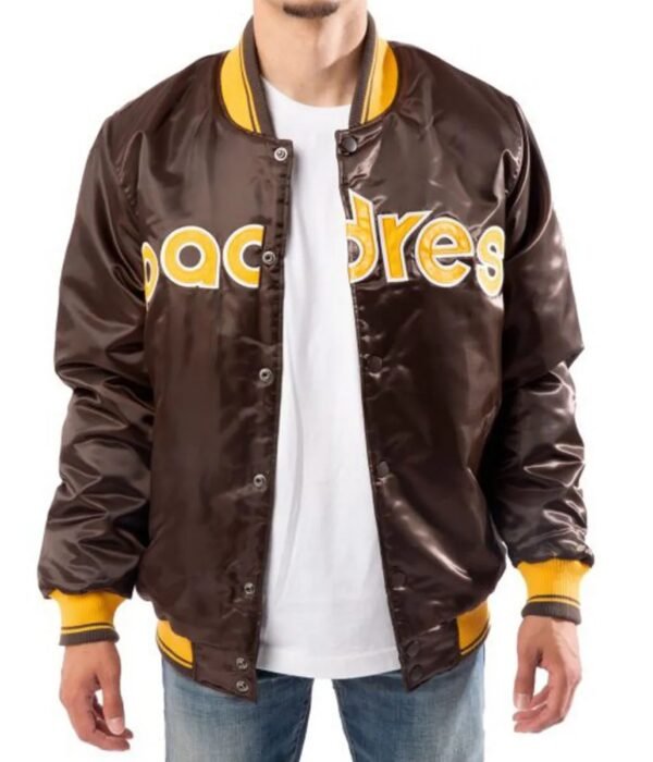 Bomber San Diego Padres Brown Satin Jacket