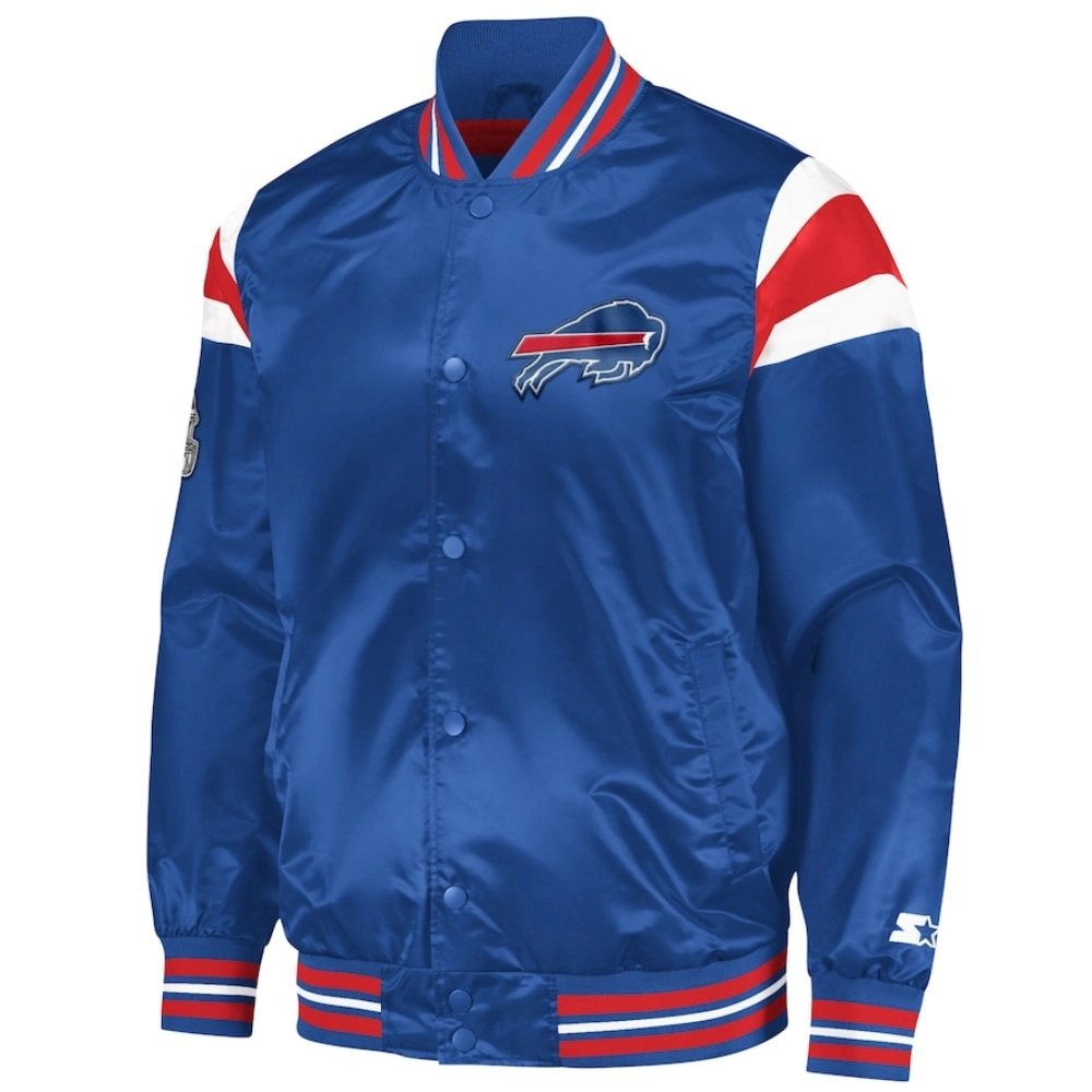 Buffalo Bills Full-Snap Blue Satin Varsity Jacket