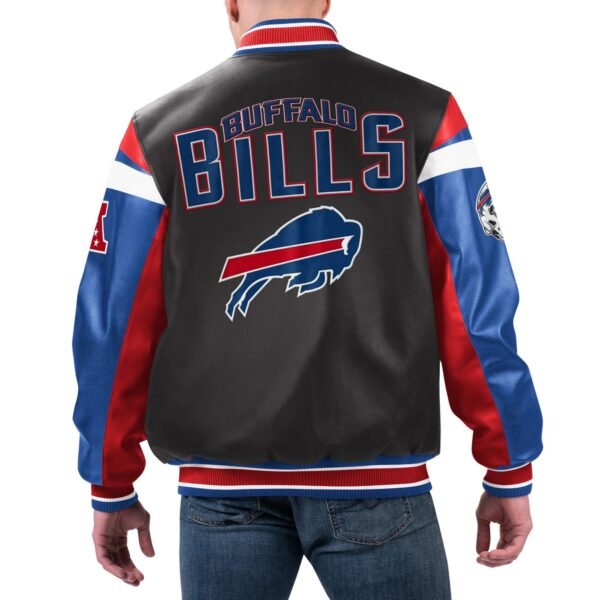 Buffalo Bills Full-Zip Black Leather Varsity Jacket