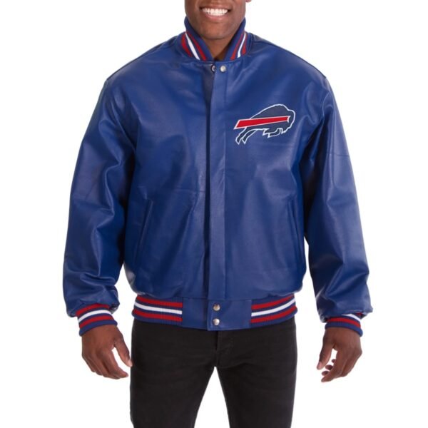 Buffalo Bills Real Leather Blue Varsity Jacket