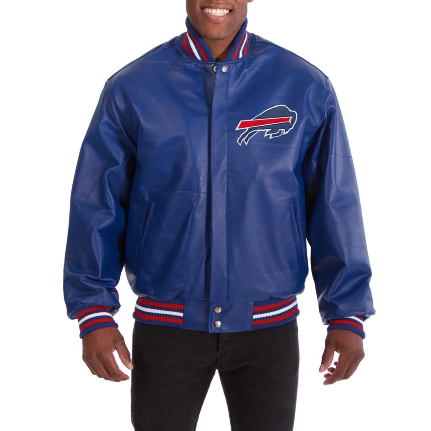 Buffalo Bills Real Leather Blue Varsity Jacket