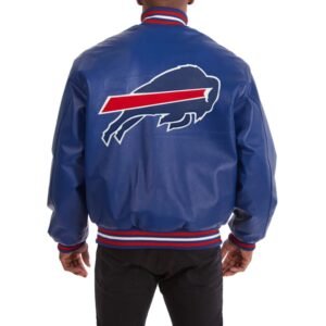 Buffalo Bills Real Leather Blue Varsity Jacket