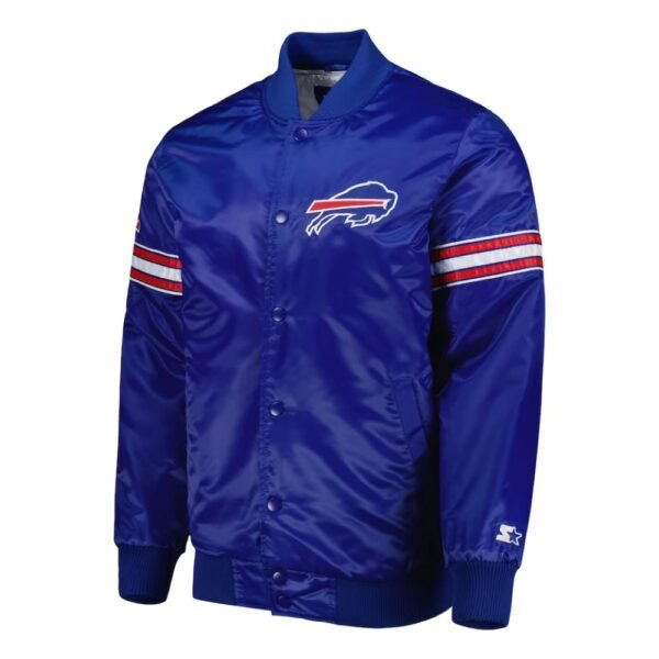 Buffalo Bills The Pick and Roll Blue Satin Varsity Jacket