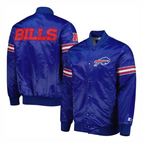 Buffalo Bills The Pick and Roll Blue Satin Varsity Jacket