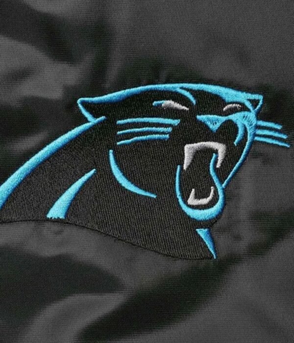 Carolina Panthers Locker Room Bomber Satin Jacket