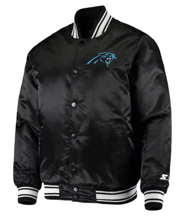 Carolina Panthers Locker Room Bomber Satin Jacket