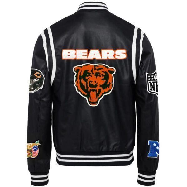 Chicago Bears Jeff Hamilton Black Vegan Full-Snap Jacket