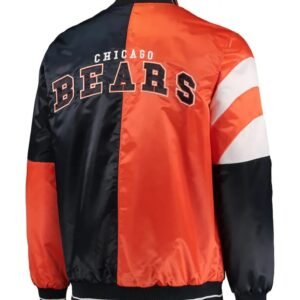 Chicago Bears Leader Navy Orange Full-Snap Satin Jacket
