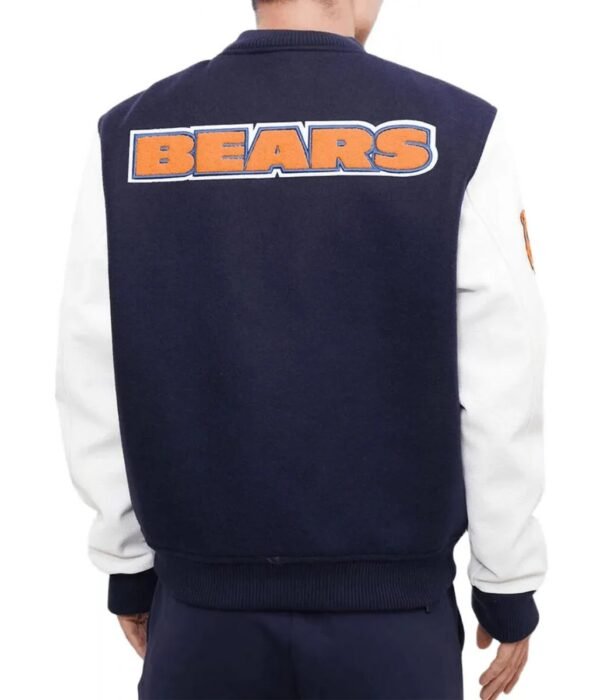 Chicago Bears Letterman Navy Blue and White Jacket