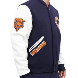 Chicago Bears Letterman Navy Blue and White Jacket