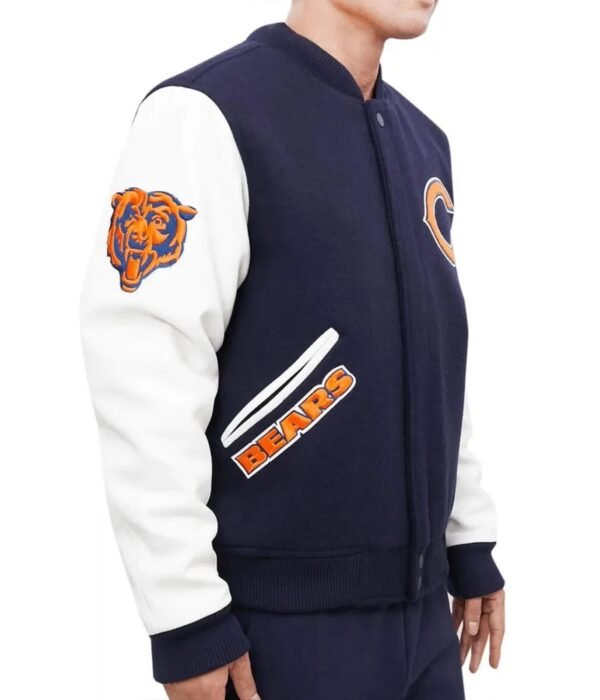Chicago Bears Letterman Navy Blue and White Jacket