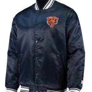 Chicago Bears Locker Room Bomber Blue Satin Jacket