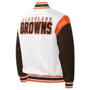 Cleveland Browns Throwback Pitch Varsity Satin Jacket