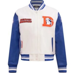 Denver Broncos Classic Rib Wool and Leather Varsity Jacket