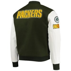 Green Bay Packers Full-zip Green and White Varsity Jacket
